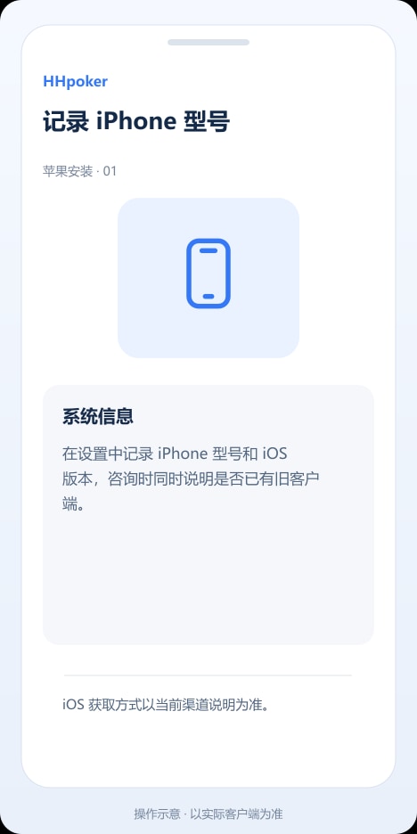 HHpoker 记录 iPhone 型号操作示意