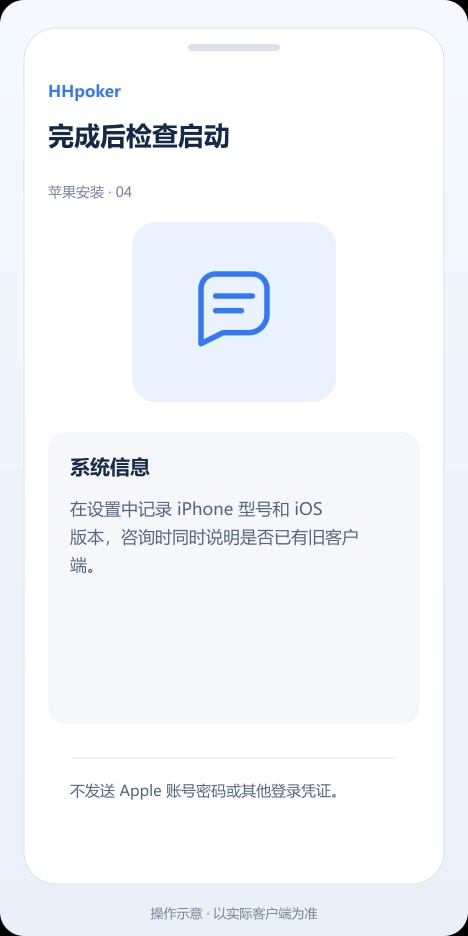 HHpoker 完成后检查启动操作示意